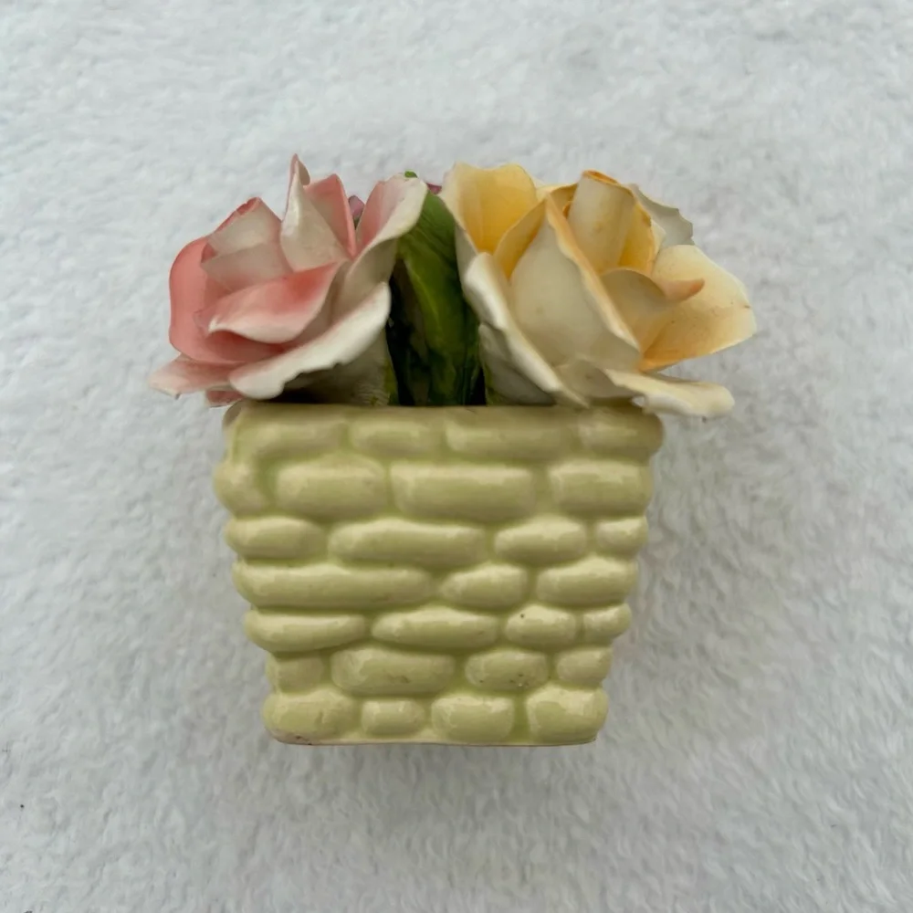 Vintage Thorley English Bone China Stafforshire England Carnation Flower Basket